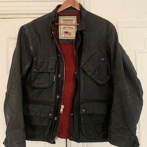 Vanson Black Wax Cotton Motorcycle Jacket Men’s